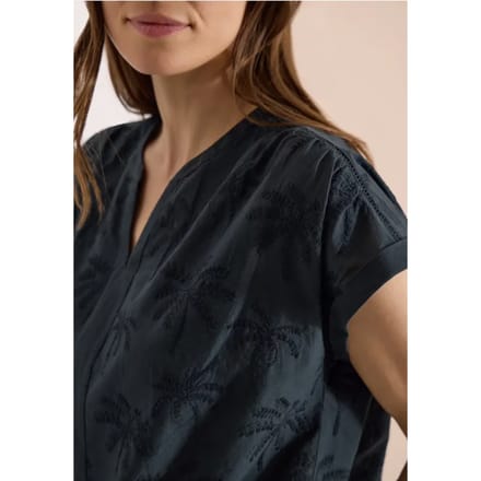 Blouse met hangende schouder en borduursel