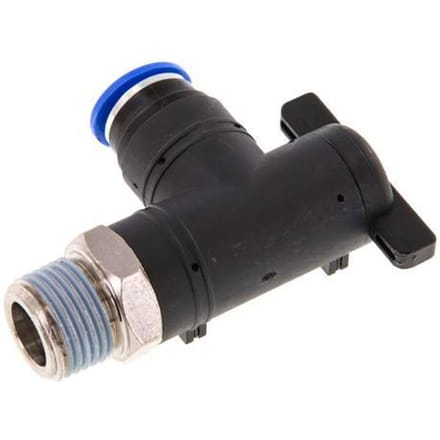 12 mm - R1/2'' Kunststof/Messing L-stuk 2-Weg Kogelkraan