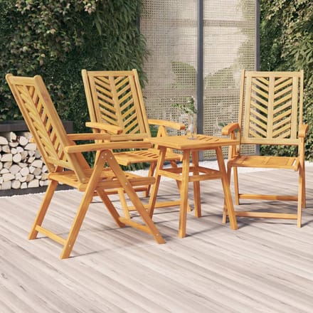vidaXL - Tuinstoelen - 3 - st - verstelbaar - massief - acaciahout