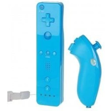 Manette de jeu - PEGA - Wiimote - Nunchunk - Bleu - Sans fil - Compatible Wii