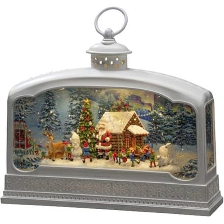 Konstsmide 4290-200 LED-lantaarn Kerstman met dieren Warmwit LED Wit Watergevuld, Timer