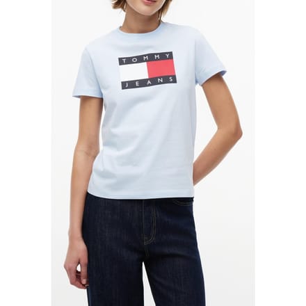 Tommy Hilfiger Regular Flag Ss Tee Kingly Blue Größe: M | Hemden Outlet | Damen | Blau