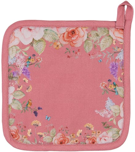 Clayre & Eef Pannenlap 20x20 cm Roze Katoen Bloemen