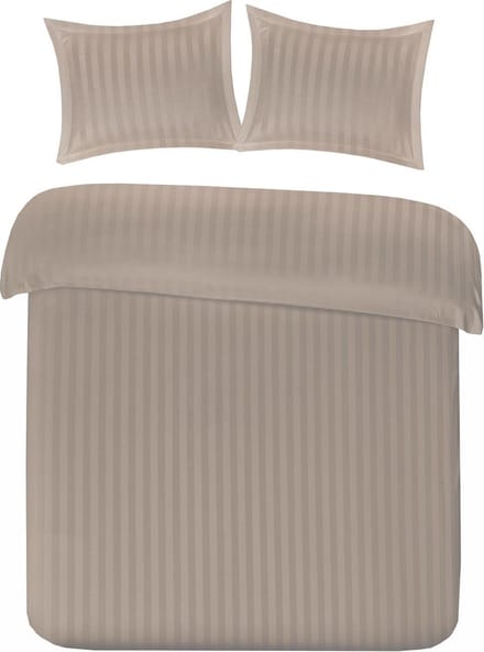 Papillon Uni Satijn Streep - dekbedovertrek - lits-jumeaux - 240 x 200/220 - Zand