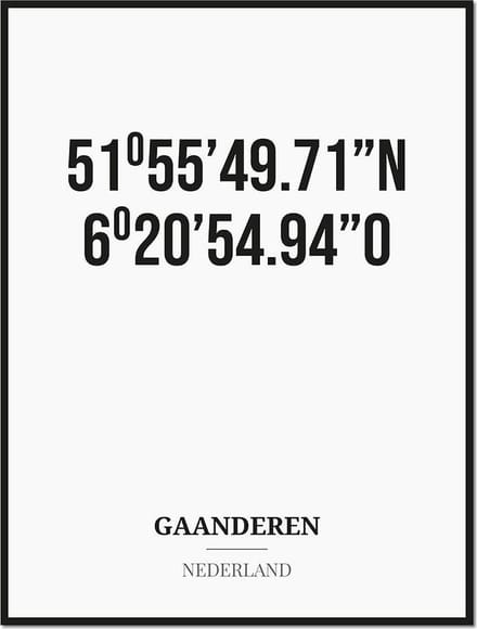 Poster/kaart GAANDEREN met coördinaten