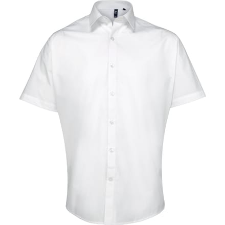 Premier Heren Supreme Heavy Poplin Short Sleeve Work Shirt (Wit)