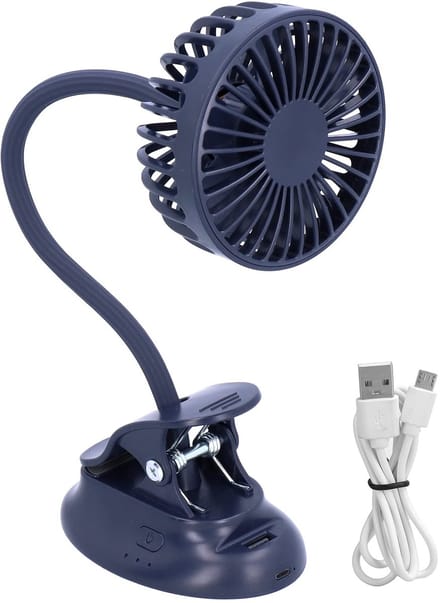 Allecto - Draagbare USB-ventilator - Buigbare Ventilator - Ideaal voor Thuis en Buitenshuis - Donkerblauwe Miniventilator - Verstelbare Hoek - Comp...