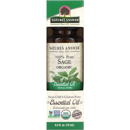 Nature'S Answer, 100% Pure Organic Essential Oil, Sage, 15 Ml (0.5 Fl Oz)