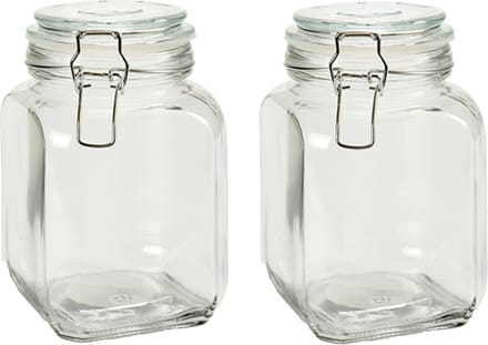 Vivalto Weckpot/inmaakpot - 2x - Caja - 1.2L - glas - beugelsluiting - D11 x H17 cm