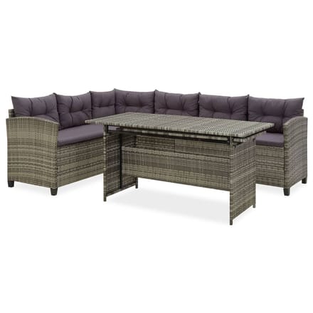 vidaXL - 2-delige - Loungeset - met - kussens - poly - rattan - grijs