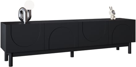 TV-Meubel - Met Golvende Deuren en Planken - Stabiele Poten - MDF - Wit