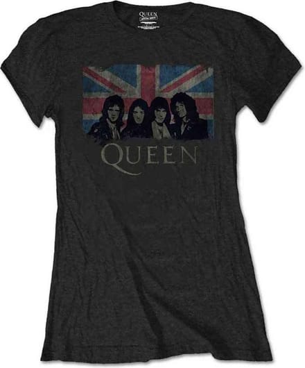 Queen - Union Jack Vintage Dames T-shirt - M - Zwart