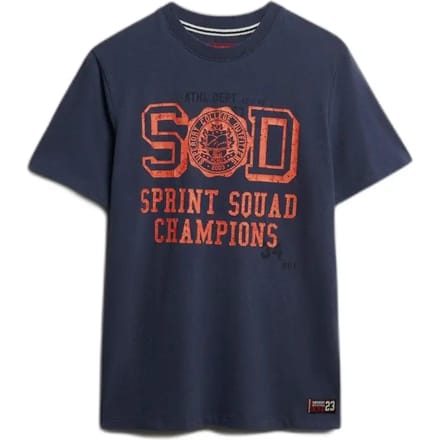 Superdry T-shirt Vintage Prep Relaxed Tee M1012363a Navy Mannen Maat - M