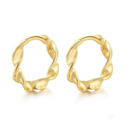 Huggie Hoops Ribbon-Twist Earrings Gold 14K