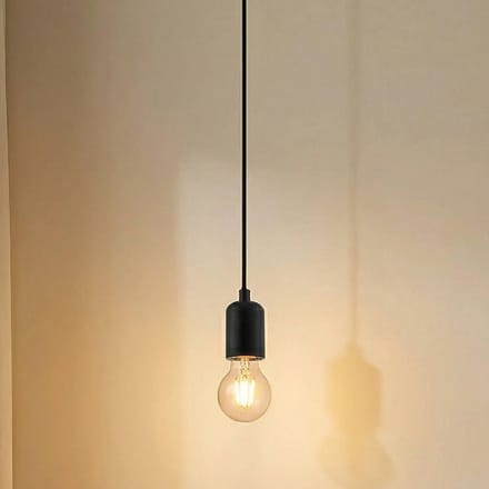 Lindby - hanglamp - 1licht - Aluminium, staal - H: 7 cm - E27 - zwart
