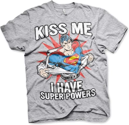 Superman Kiss Me I Have Super Powe -T-shirt, grijs gemêleerdrs