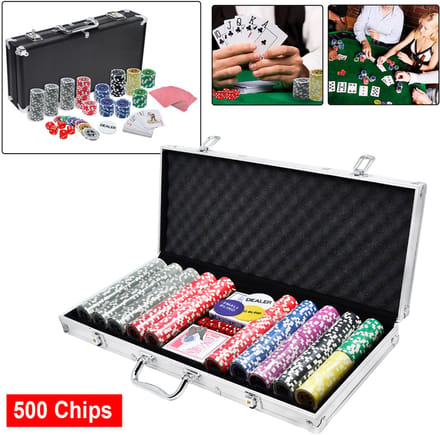 Pokerset met 500 Laser Pokerchips en Accessoires voor Texas Hold'em