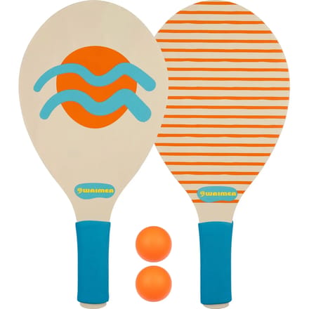 Beachball set - Complete Set - Hout - Blauw/Geel - Vanaf 3 Jaar