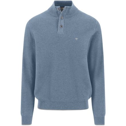 Fynch-Hatton Trui Troyer Button Zip Structure Knit Air Blue / male