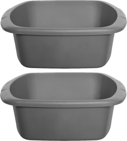Whitefurze Afwasteil/afwasbak - 2 st - 9 liter - grijs - 38 x 32 x 13 cm