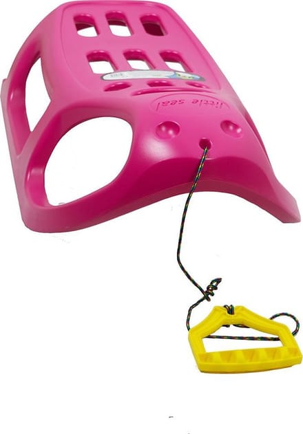 Kinderen winter rodelbaan roze