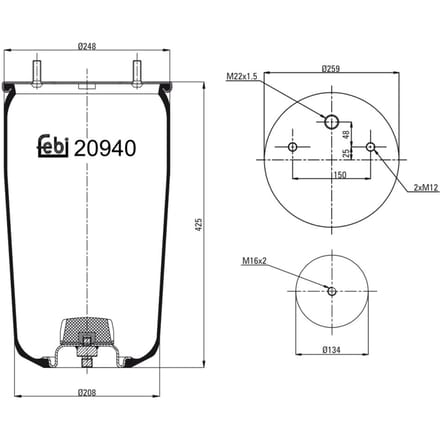 Veerbalg, luchtvering FEBI BILSTEIN 20940