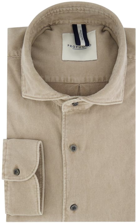 Overhemd Profuomo beige corduroy