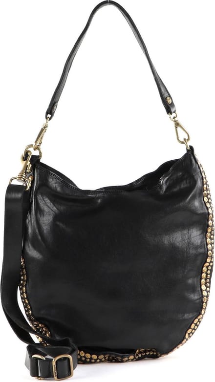 CAMPOMAGGI Leren Schoudertas Shoulder Bag Nero Zwart