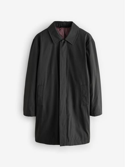 Next - Heren - Gewatteerde regenbestendige trenchcoat - Zwart