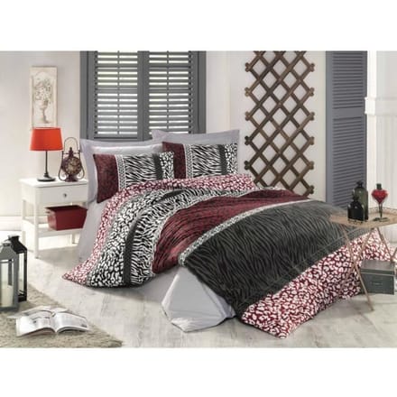 Beddengoedset - 1 dekbedovertrek 220 x 240 cm + 2 kussenslopen 60 x 60 cm - 100% renforcé katoen - Rood wit