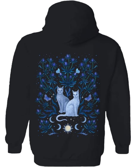 Katten Distel Blue Thistle Cats The Coloured House Hoodie M