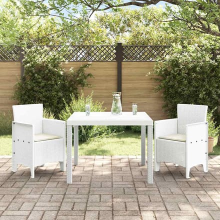 vidaXL - Tuin - Eettafel - Set - 3 - st - Wit - Polypropyleen