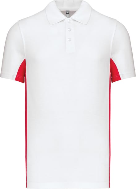 Heren 'Two-Tone' Polo Kariban Collectie maat M Wit/Rood