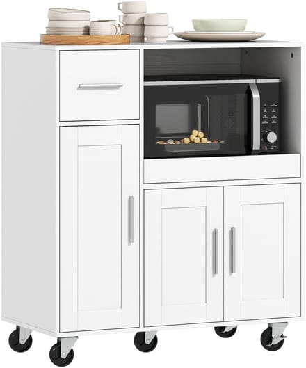 HOMCOM Magnetronkast - Spaanplaat - 80x40x88,7cm - Wit