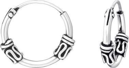 Montebello Oorbellen Besma - 925 Zilver Geoxideerd - Bali - Ø12mm