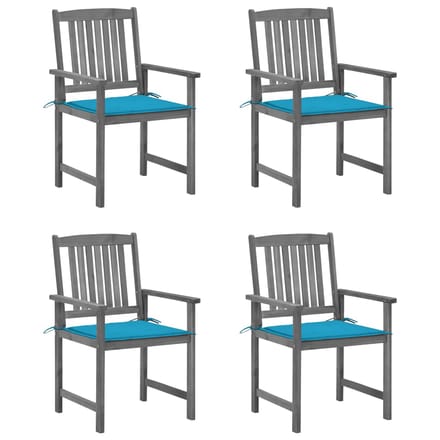 vidaXL - Tuinstoelen - 4 - st - met - kussens - massief - acaciahout - grijs
