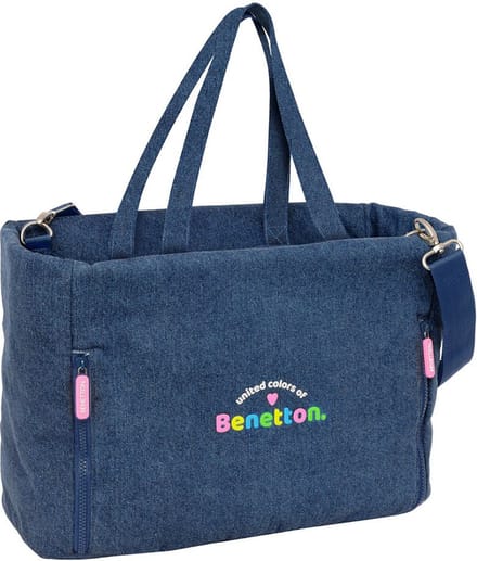 Handtas Benetton Denim Blauw 40 x 31 x 17 cm
