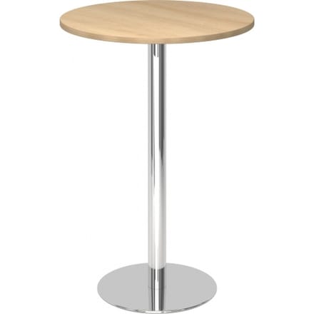 BISTRO H80R C - Systeem conferentietafel Chroom Eiken Ø 80