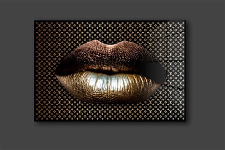Golden Lip LV schilderij 120x80cm