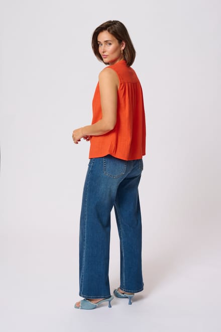 Blouse met korte mouwen Regular fit Grenadine orange
