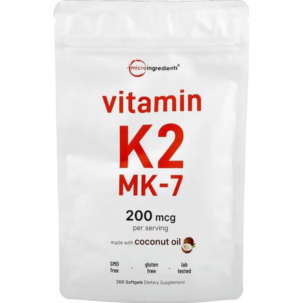Micro Ingredients, Vitamine K2, MK-7, 200 mcg, 300 softgels
