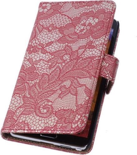 Lace Rood Samsung Galaxy Note 4 Book/Wallet Case/Cover Hoesje