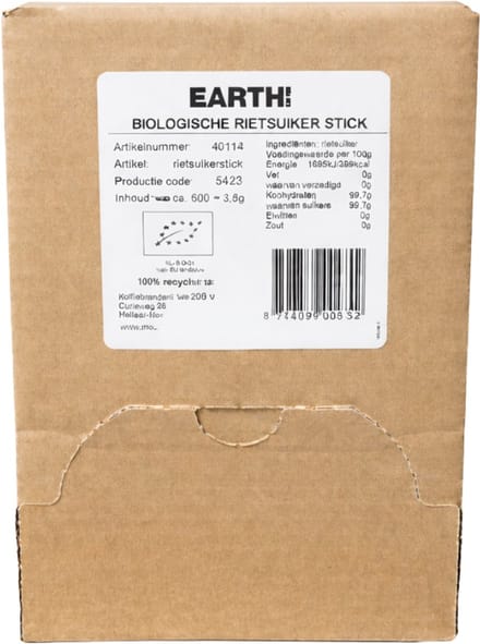 Earth Bio Rietsuikersticks - 600 stuks