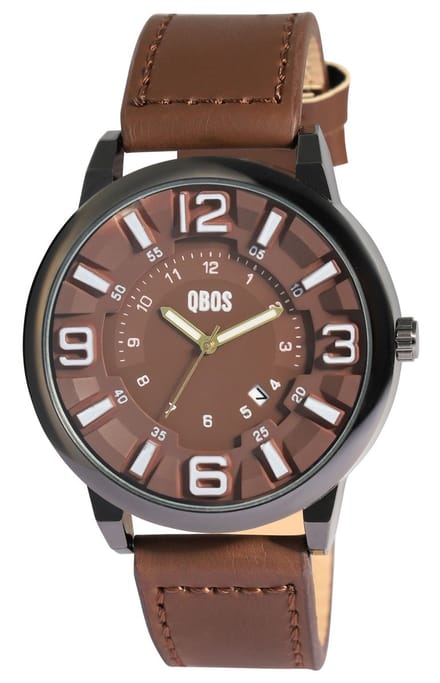 QBOS Herenhorloge kunstleer Datumsweergave