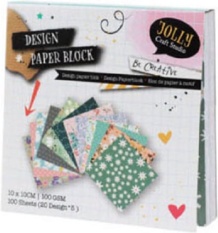 Block of design paper 10x10cm, 100 pcs - Bloemen