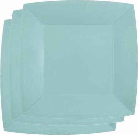 Santex Bordjes karton - 10x - vierkant - licht blauw - 23 x 23 cm - feestbordjes