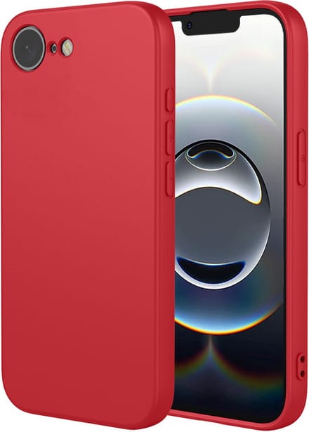 MobyDefend Hoesje - Geschikt voor iPhone 16e / iPhone 17e - Matte Siliconen Backcover - Framboosrood