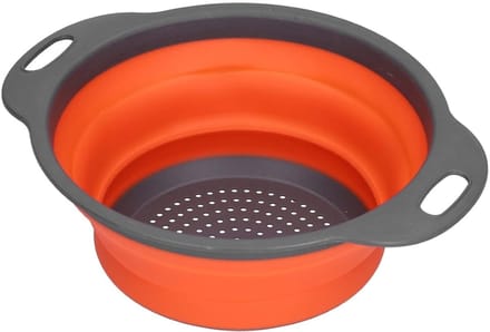 Koopman - Inklapbare Siliconen Vergiet - Grijs/Oranje - 23 cm - Vaatwasserbestendig