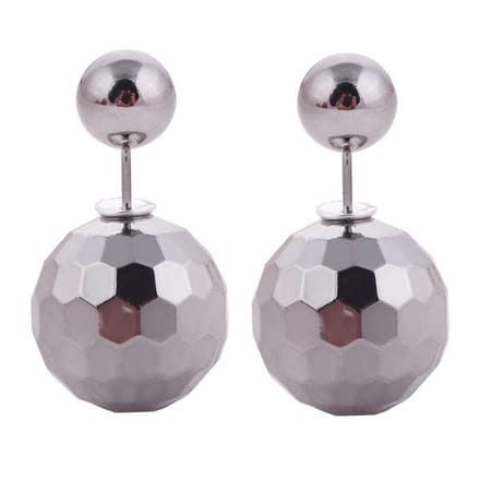 Fako Bijoux® - Oorbellen - Double Acrylic Dots - Grijs
