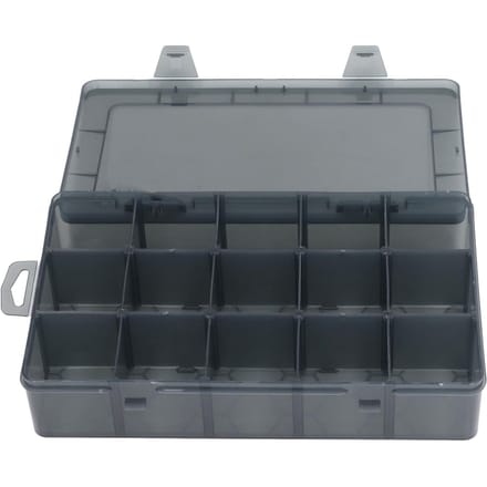 Boîte à Pièces PP 15 Grilles Boîte de Rangement de Classification Transparente avec Séparateur Amovible pour Bagues Perles gray